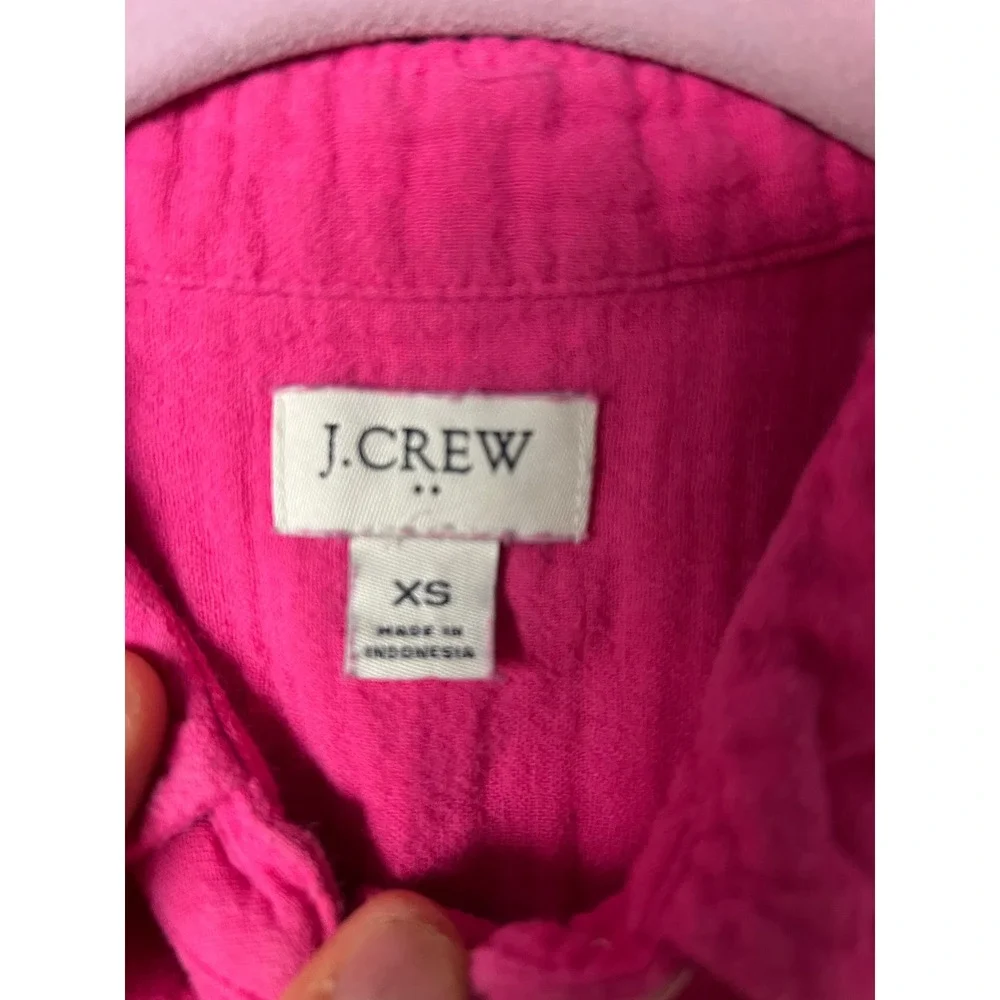J.Crew Re-Imagined Hot Pink Cotton Double Gauze Button Down Shirt XS Y2K Preppy